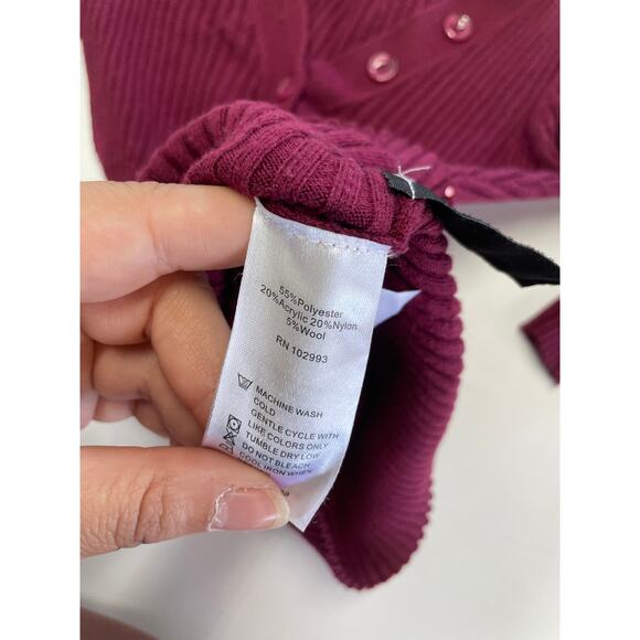 Derek Lam Sweater Womens Small Red Henley Ribbed Knit Stretch V Neck - Picture 5 of 9